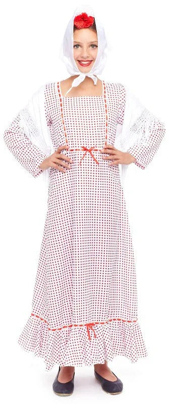 Disfraz de Chulapa Blanca con Lunares Rojos para Niña Chulapos y Chulapas Infantiles Partilandia